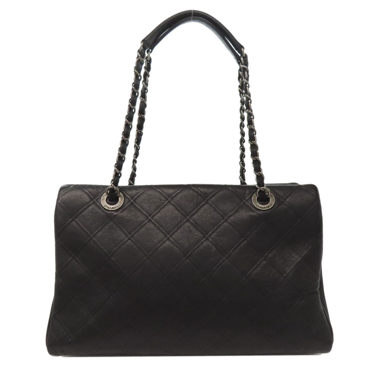 CHANEL ChainShoulder COCO Mark SilverHardware Handbag Calf Ladies [Used]