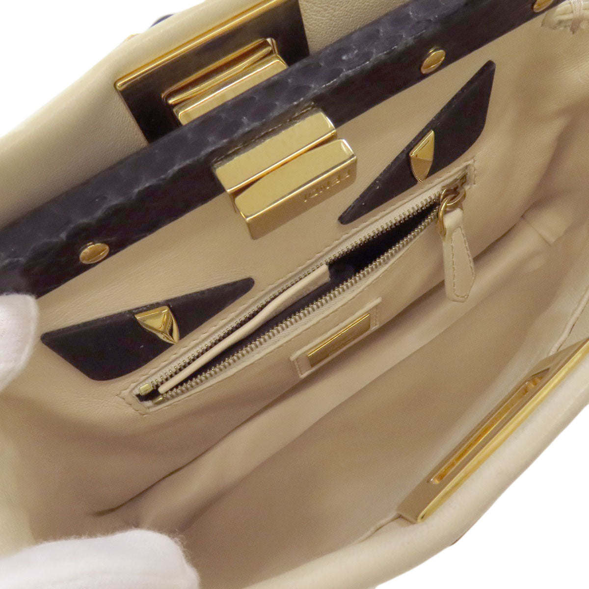 フェンディ ピーカブー ミニ モンスター 2WAY ハンドバッグ カーフ レディース 【中古】【FENDI】