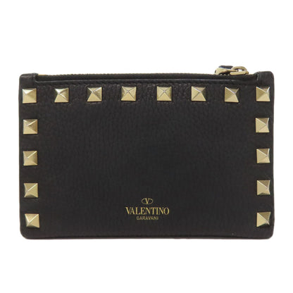 VALENTINO Studs Bifold Wallet with Coin Pocket Leather Ladies [Used]
