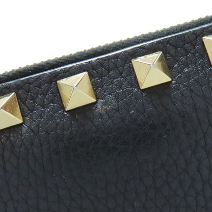 VALENTINO Studs Bifold Wallet with Coin Pocket Leather Ladies [Used]