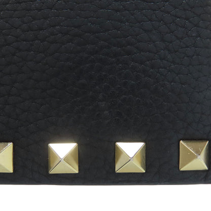 VALENTINO Studs Bifold Wallet with Coin Pocket Leather Ladies [Used]