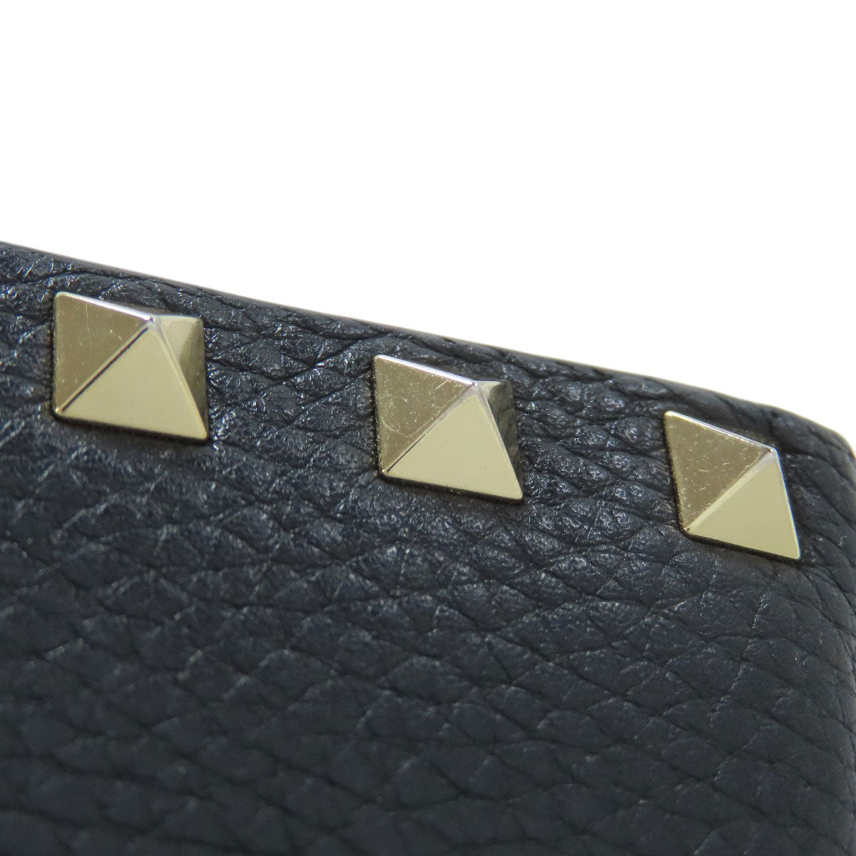 VALENTINO Studs Bifold Wallet with Coin Pocket Leather Ladies [Used]