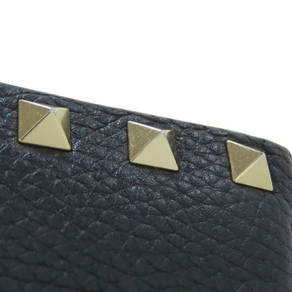 VALENTINO Studs Bifold Wallet with Coin Pocket Leather Ladies [Used]
