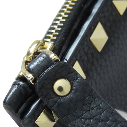 VALENTINO Studs Bifold Wallet with Coin Pocket Leather Ladies [Used]