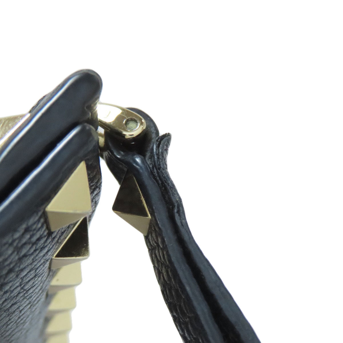 VALENTINO Studs Bifold Wallet with Coin Pocket Leather Ladies [Used]