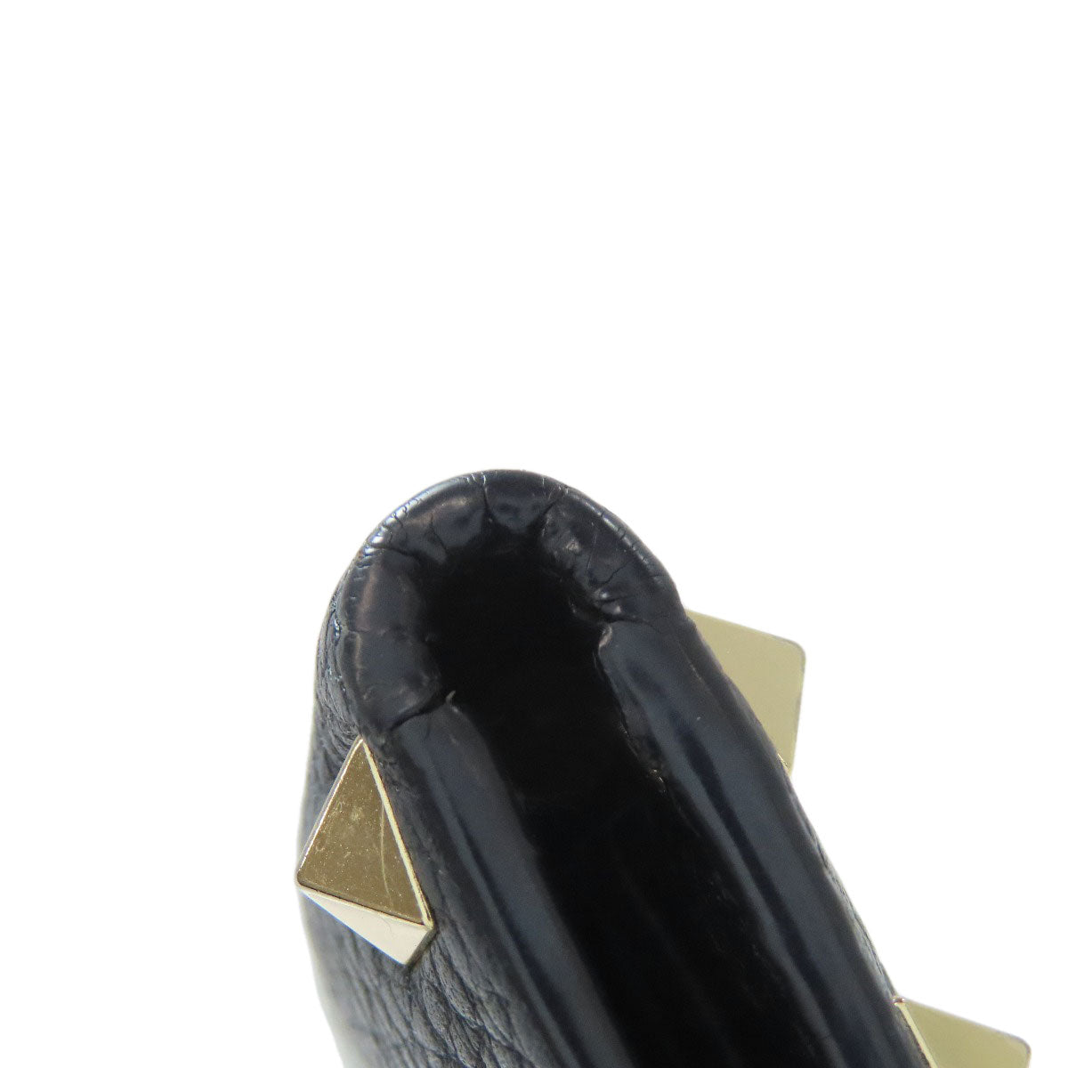 VALENTINO Studs Bifold Wallet with Coin Pocket Leather Ladies [Used]