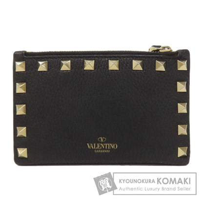 VALENTINO Studs Bifold Wallet with Coin Pocket Leather Ladies [Used]
