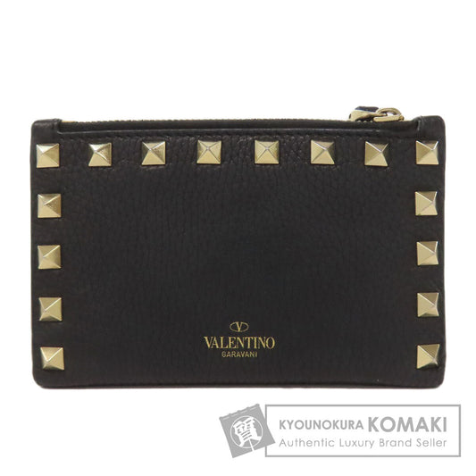 VALENTINO Studs Bifold Wallet with Coin Pocket Leather Ladies [Used]