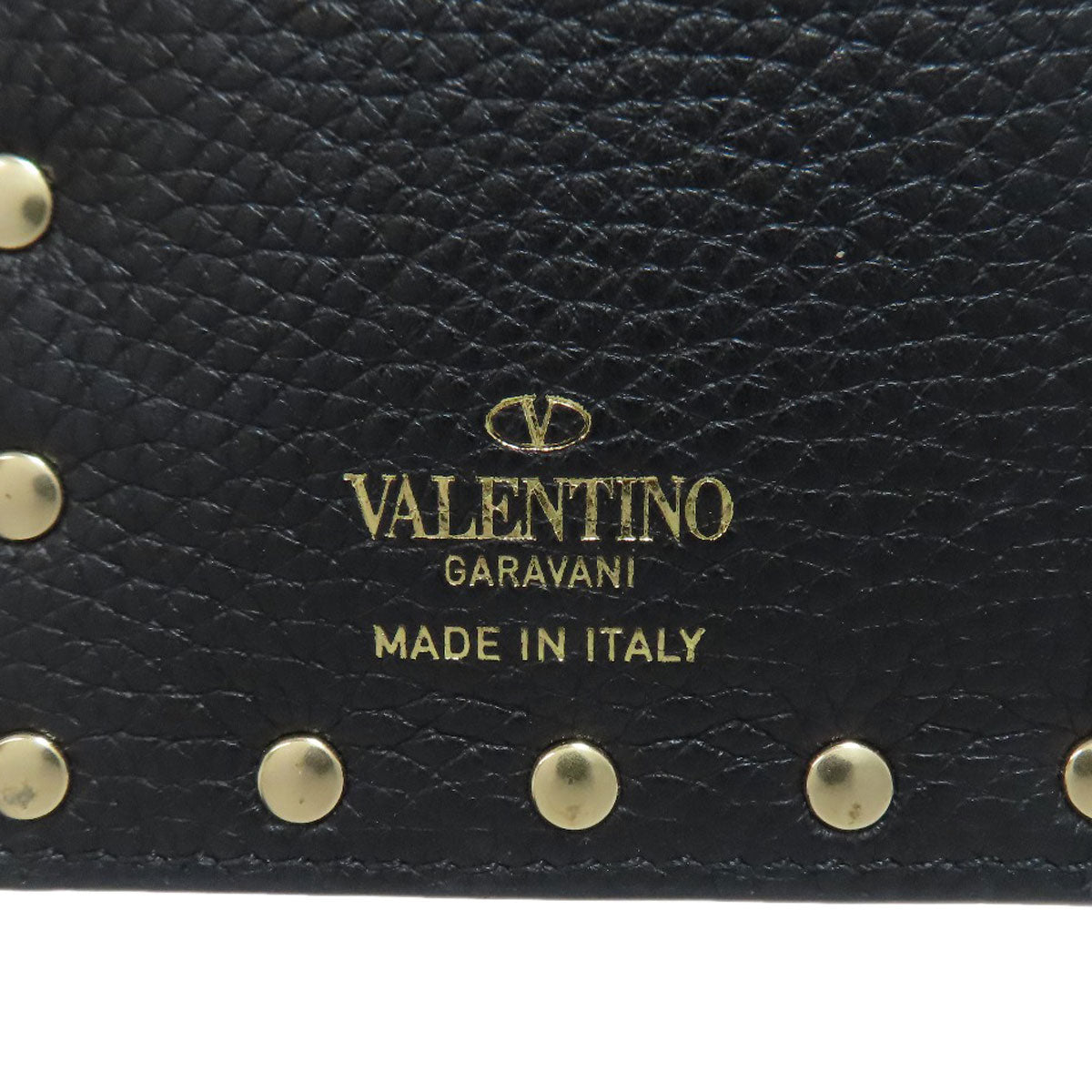 VALENTINO Studs Bifold Wallet with Coin Pocket Leather Ladies [Used]