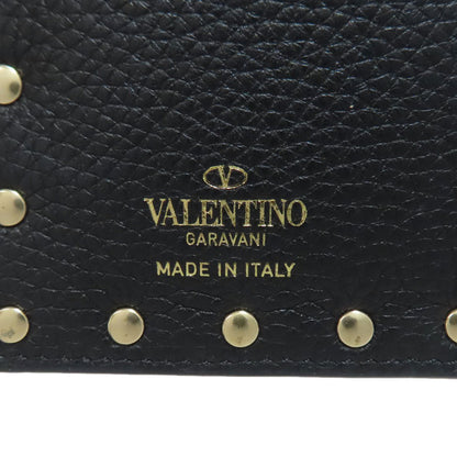 VALENTINO Studs Bifold Wallet with Coin Pocket Leather Ladies [Used]