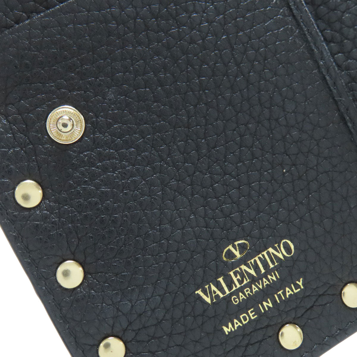 VALENTINO Studs Bifold Wallet with Coin Pocket Leather Ladies [Used]