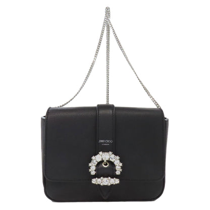 Jimmy Choo ChainShoulder logo jewels Shoulder Bag Leather Ladies [Used]