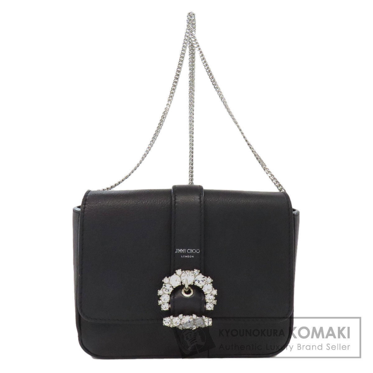 Jimmy Choo ChainShoulder logo jewels Shoulder Bag Leather Ladies [Used]