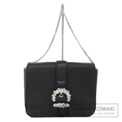 Jimmy Choo ChainShoulder logo jewels Shoulder Bag Leather Ladies [Used]