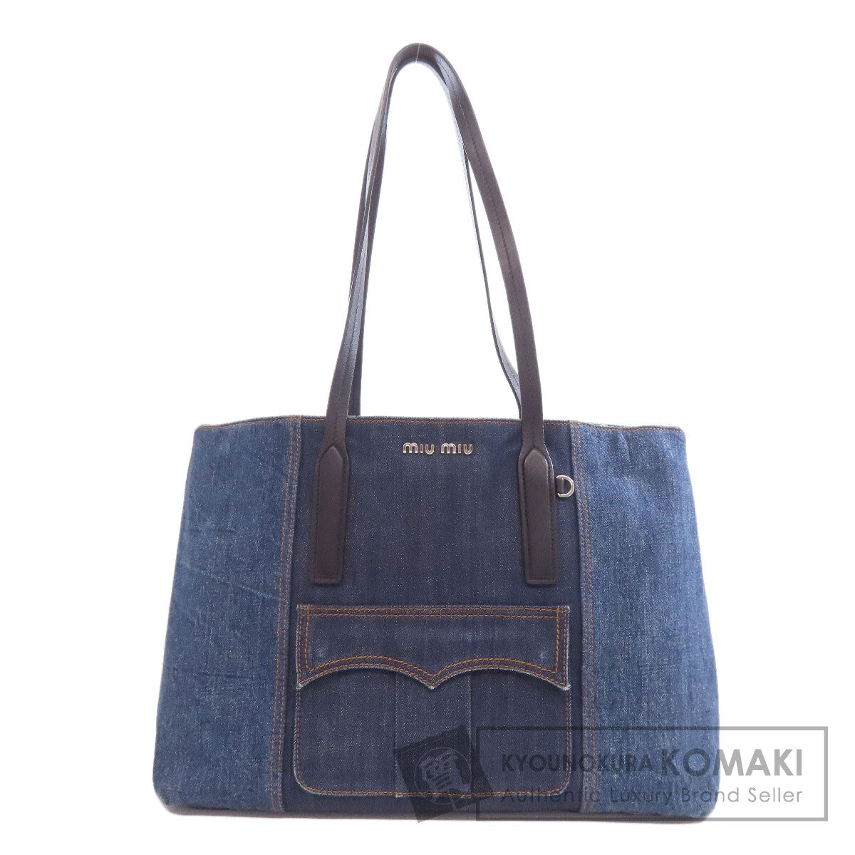 MIUMIU logo Tote Bag Denim Ladies [Used]