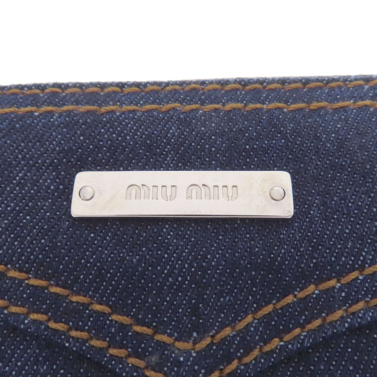 MIUMIU logo Tote Bag Denim Ladies [Used]