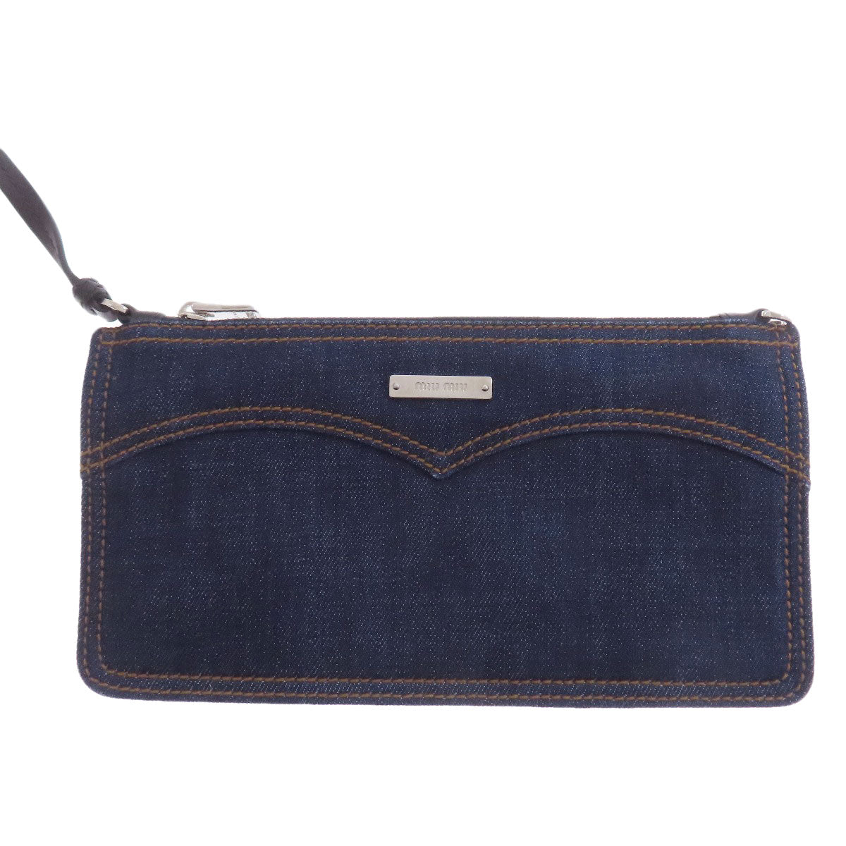 MIUMIU logo Tote Bag Denim Ladies [Used]