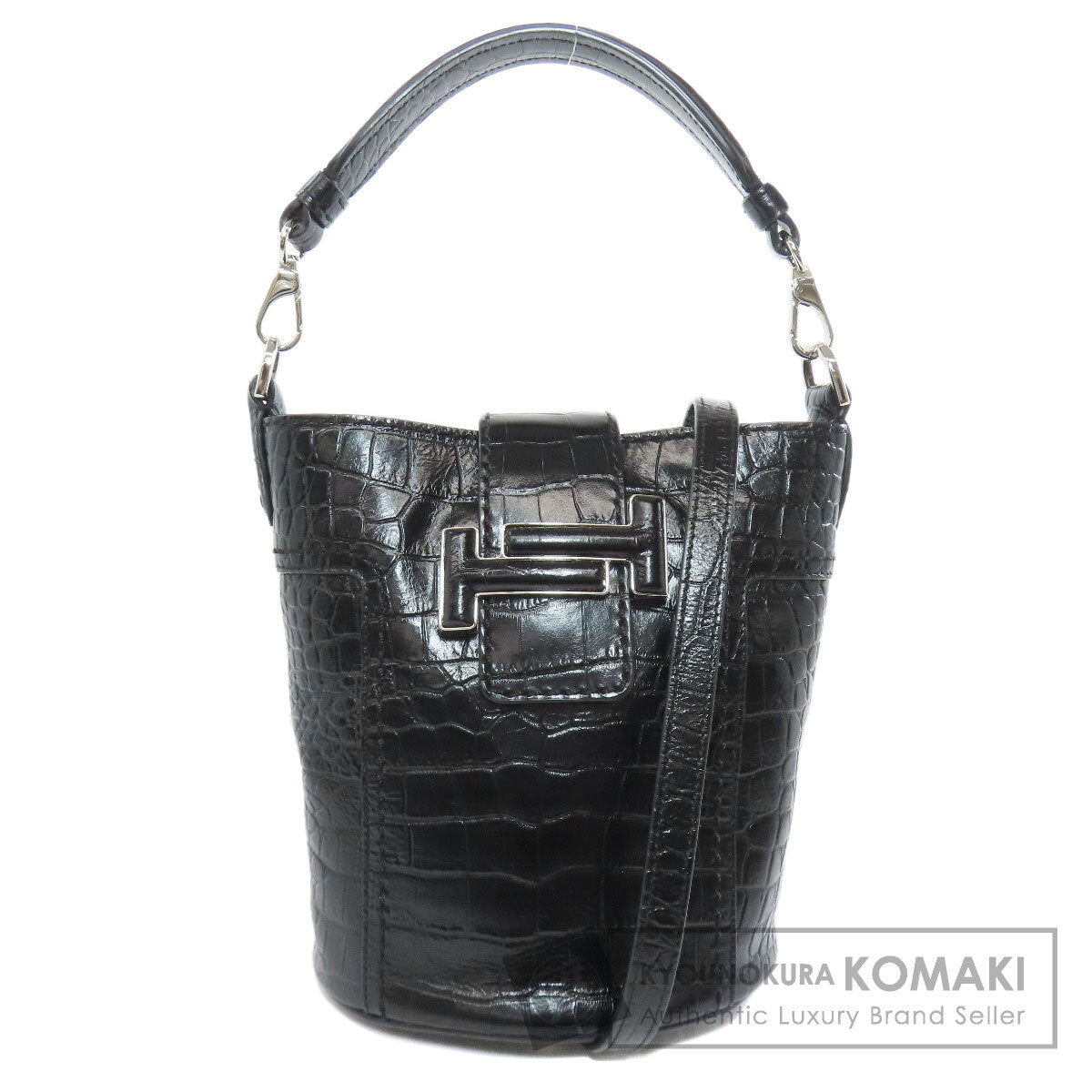 トッズ 型押 ダブルT 2WAY ハンドバッグ レザー レディース 【中古】【TODS】