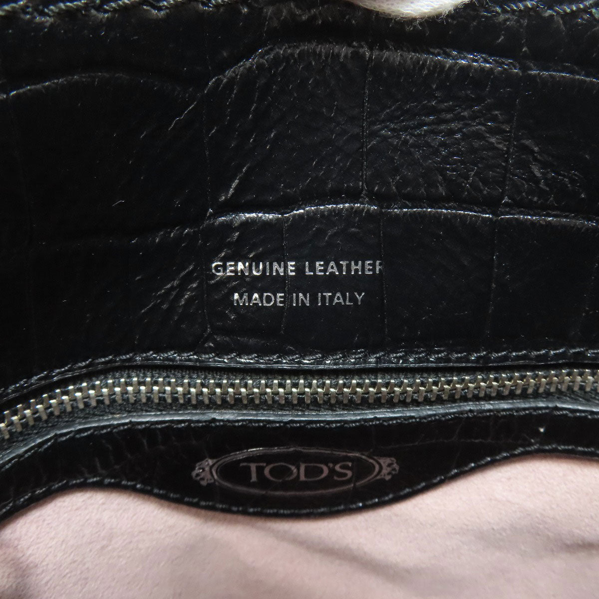 トッズ 型押 ダブルT 2WAY ハンドバッグ レザー レディース 【中古】【TODS】