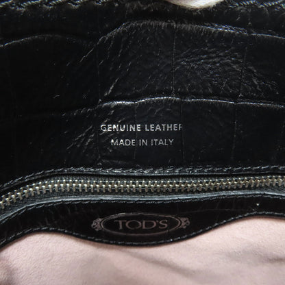 トッズ 型押 ダブルT 2WAY ハンドバッグ レザー レディース 【中古】【TODS】
