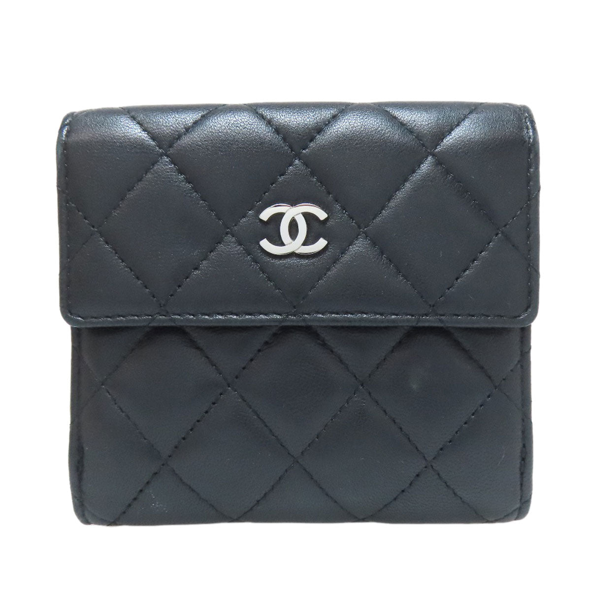 CHANEL COCO Mark Matelasse SilverHardware Bifold Wallet with Coin Pocket Lambskin Ladies [Used]