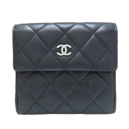 CHANEL COCO Mark Matelasse SilverHardware Bifold Wallet with Coin Pocket Lambskin Ladies [Used]