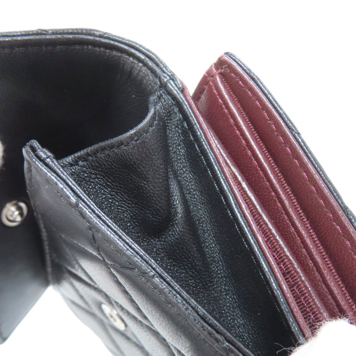 CHANEL COCO Mark Matelasse SilverHardware Bifold Wallet with Coin Pocket Lambskin Ladies [Used]