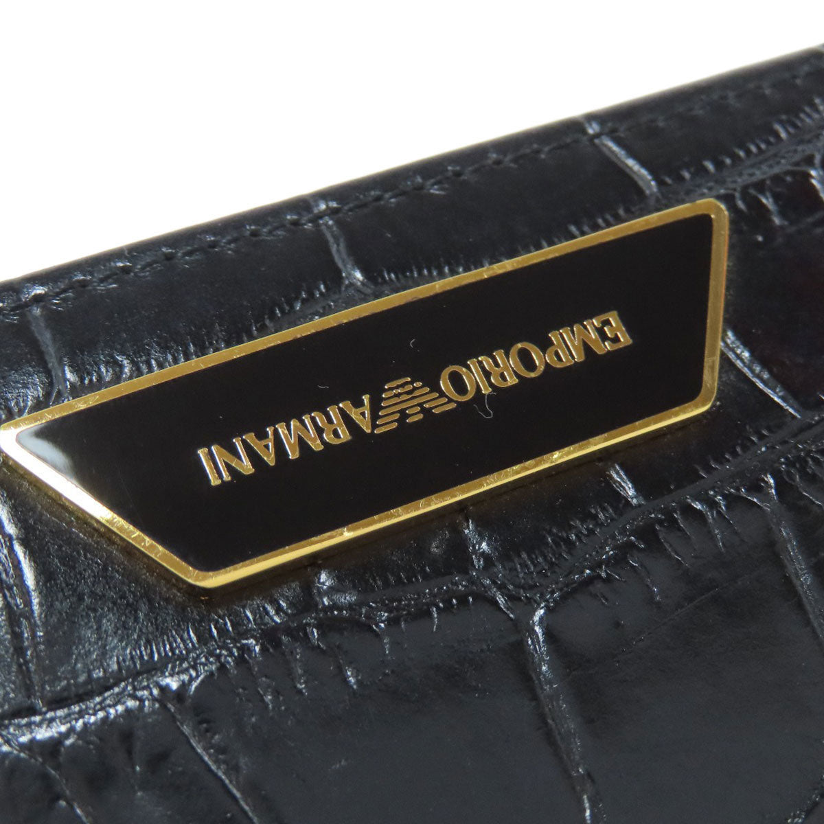 Emporio Armani Stamping with logo Card Case Leather Ladies [Used]