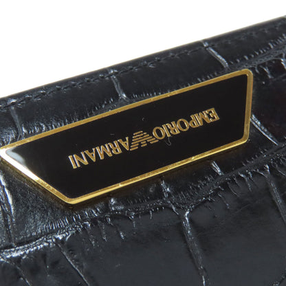 Emporio Armani Stamping with logo Card Case Leather Ladies [Used]