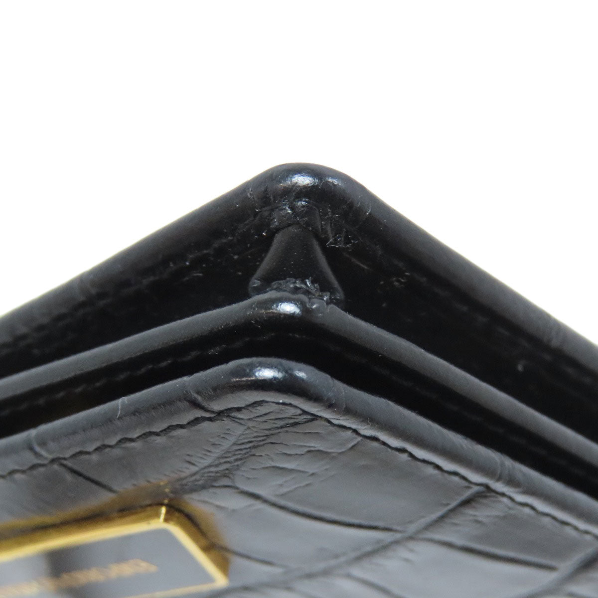 Emporio Armani Stamping with logo Card Case Leather Ladies [Used]