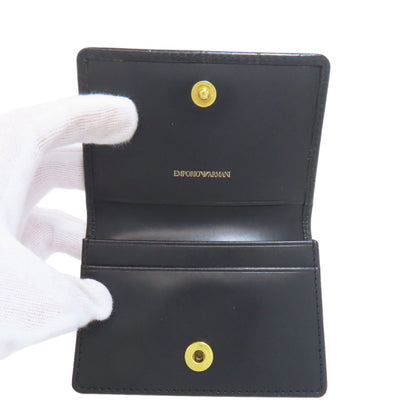 Emporio Armani Stamping with logo Card Case Leather Ladies [Used]