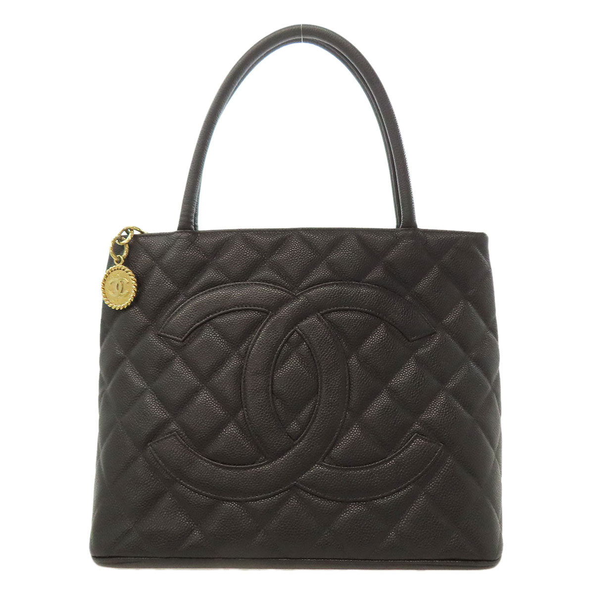 CHANEL Medallion GoldHardware Tote Bag Grained Calfskin Skin Ladies [Used]