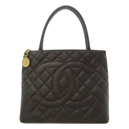 CHANEL Medallion GoldHardware Tote Bag Grained Calfskin Skin Ladies [Used]
