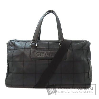 CHANEL Chocolate Bar SilverHardware 2WAY Boston bag Grained Calfskin Skin Ladies [Used]