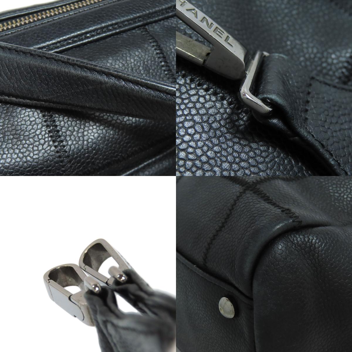 CHANEL Chocolate Bar SilverHardware 2WAY Boston bag Grained Calfskin Skin Ladies [Used]