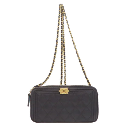 CHANEL Boy Chanel Chain Wallet, Matelasse Gold Hardware Long wallet (with coin pocket) Grained Calfskin Skin Ladies [Used]