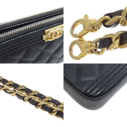 CHANEL Boy Chanel Chain Wallet, Matelasse Gold Hardware Long wallet (with coin pocket) Grained Calfskin Skin Ladies [Used]