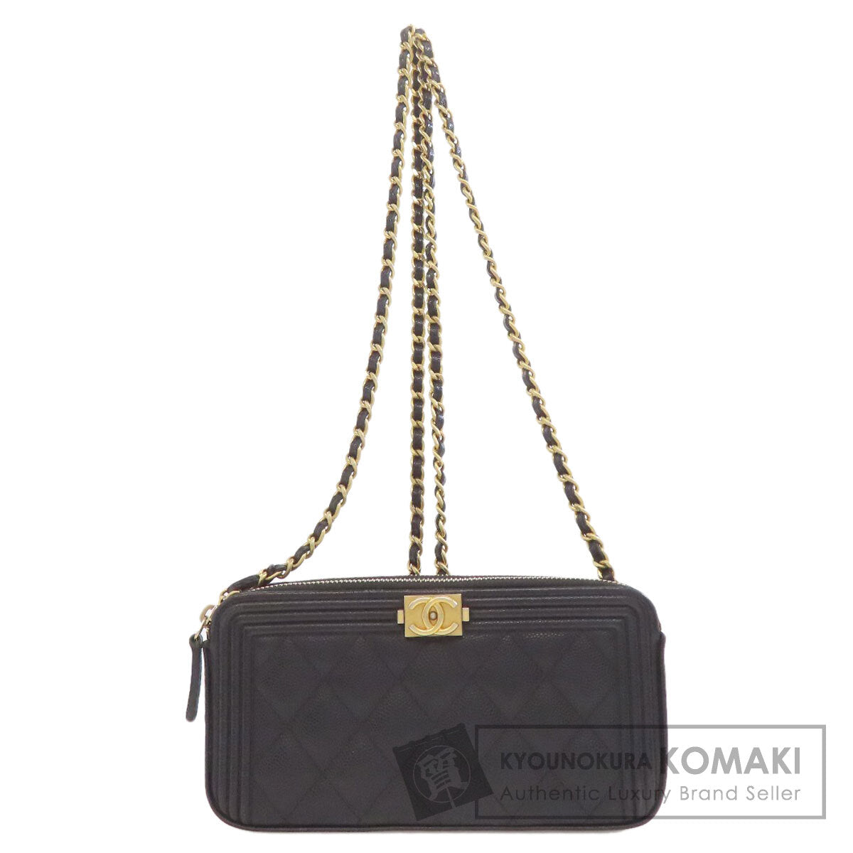 CHANEL Boy Chanel Chain Wallet, Matelasse Gold Hardware Long wallet (with coin pocket) Grained Calfskin Skin Ladies [Used]