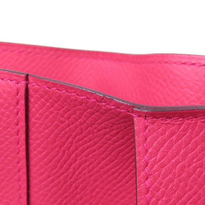 HERMES Kelly Wallet Compact Rose Extreme Silver Hardware Bifold Wallet with Coin Pocket Epsom Ladies [Used]