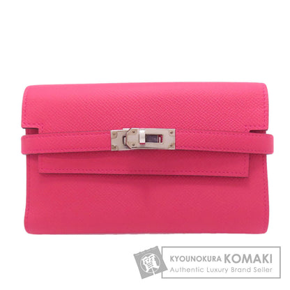 HERMES Kelly Wallet Compact Rose Extreme Silver Hardware Bifold Wallet with Coin Pocket Epsom Ladies [Used]
