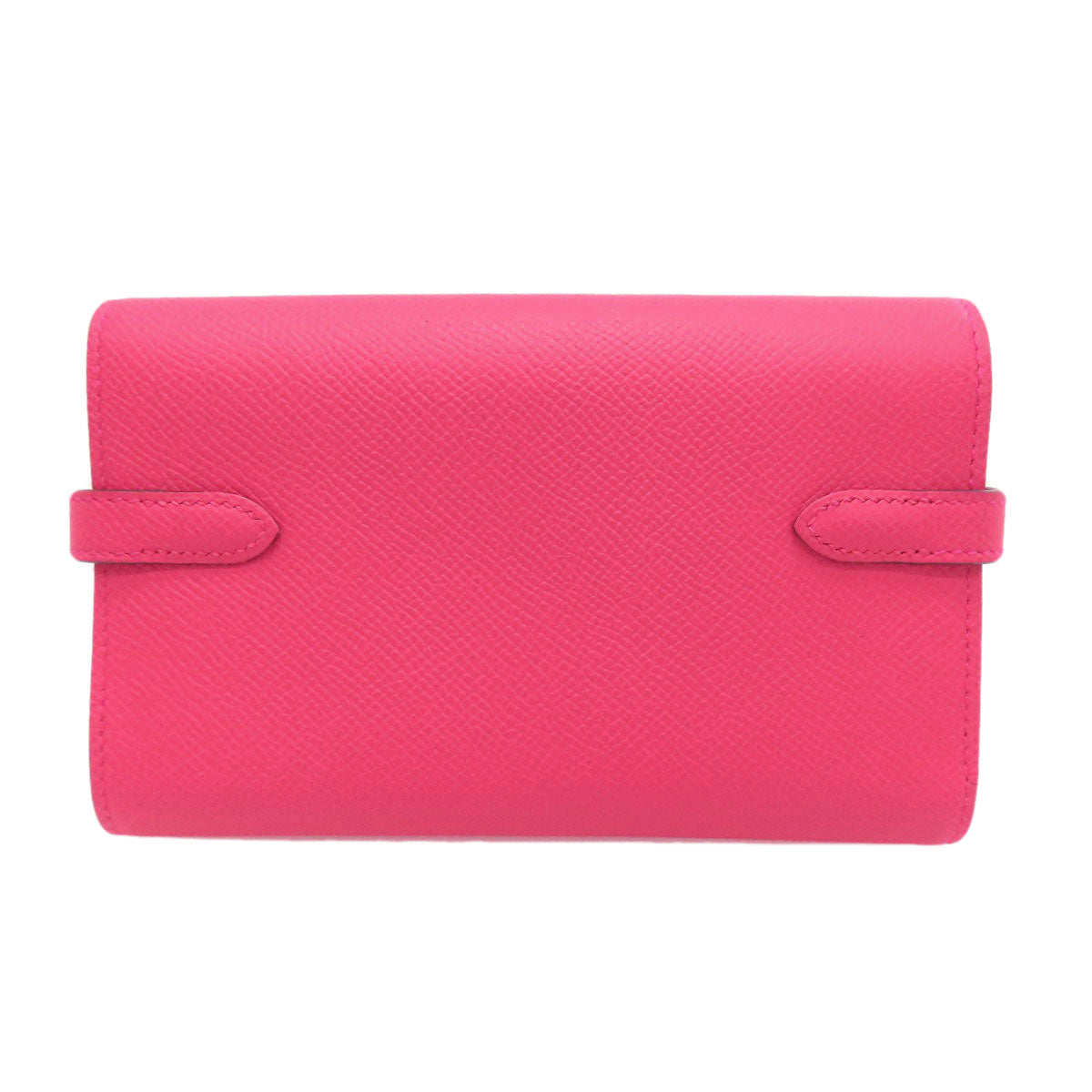 HERMES Kelly Wallet Compact Rose Extreme Silver Hardware Bifold Wallet with Coin Pocket Epsom Ladies [Used]