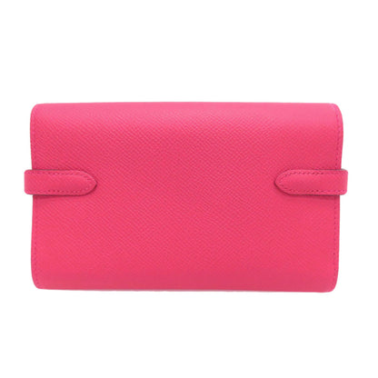 HERMES Kelly Wallet Compact Rose Extreme Silver Hardware Bifold Wallet with Coin Pocket Epsom Ladies [Used]