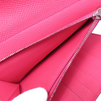 HERMES Kelly Wallet Compact Rose Extreme Silver Hardware Bifold Wallet with Coin Pocket Epsom Ladies [Used]