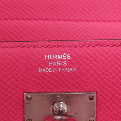 HERMES Kelly Wallet Compact Rose Extreme Silver Hardware Bifold Wallet with Coin Pocket Epsom Ladies [Used]
