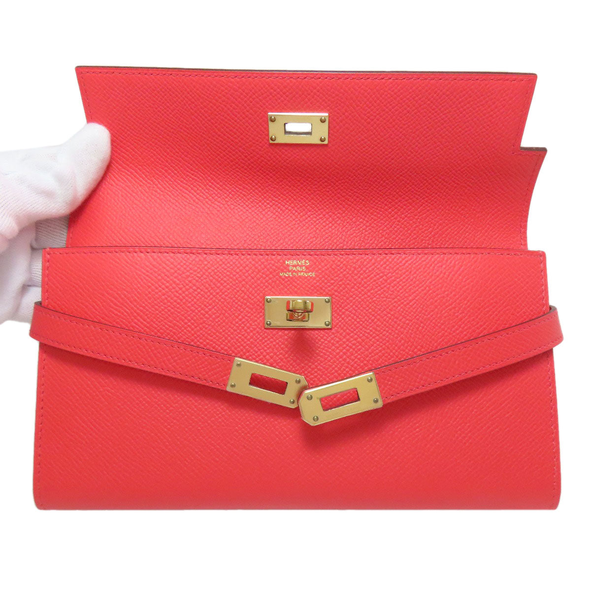 HERMES Kelly Wallet Jaipur GoldHardware Long wallet (with coin pocket) Epsom Ladies [Used]