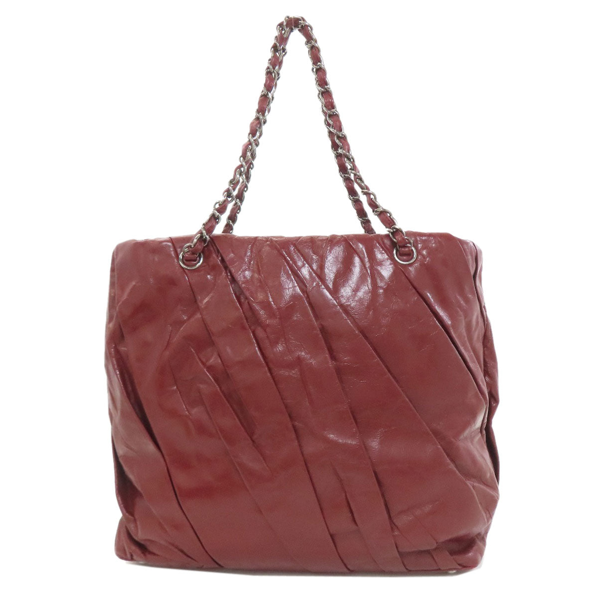 CHANEL Chain Tote COCO Mark Silver Hardware Tote Bag Calf Ladies [Used]