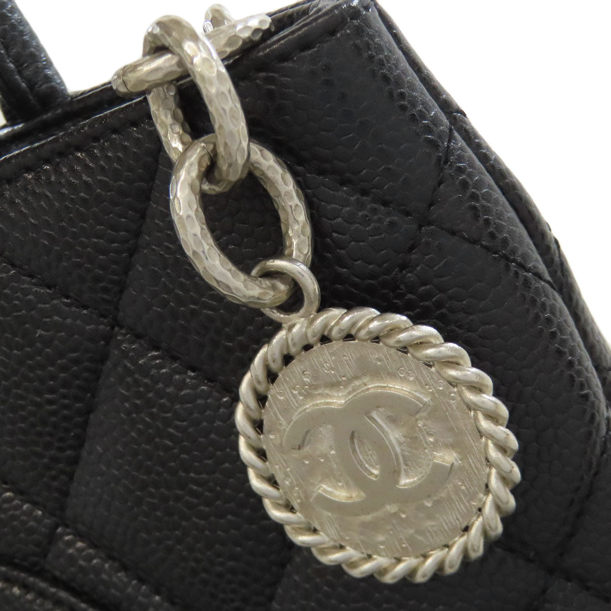 CHANEL Medallion SilverHardware Tote Bag Grained Calfskin Skin Ladies [Used]