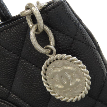 CHANEL Medallion SilverHardware Tote Bag Grained Calfskin Skin Ladies [Used]