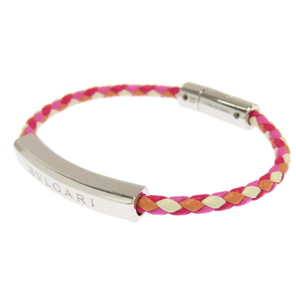 BVLGARI Signature Bracelet Silver LeatherLadies [Used]