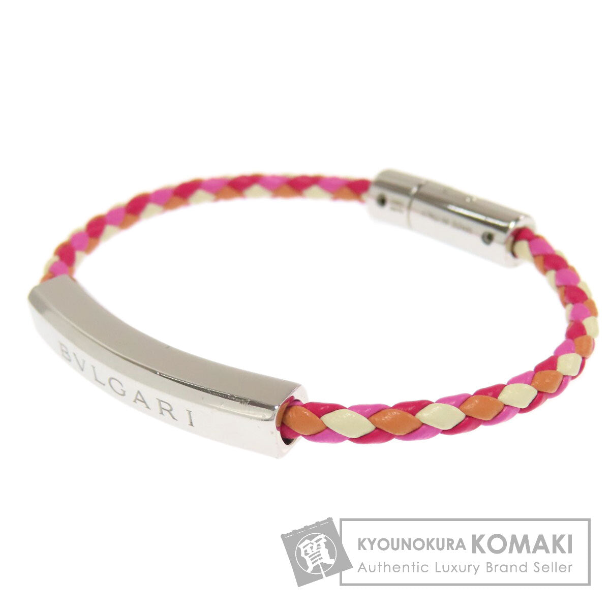 BVLGARI Signature Bracelet Silver LeatherLadies [Used]